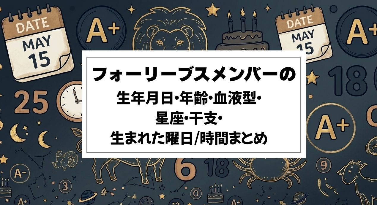 フォーリーブスメンバーの生年月日・年齢・血液型・星座・干支・生まれた曜日/時間まとめ